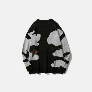 youthful smiley man knit sweater   iconic & cozy streetwear 2870