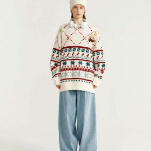 youthful snow knit sweater christmas vibes & cozy feel 1989