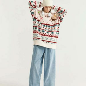 youthful snow knit sweater christmas vibes & cozy feel 2891