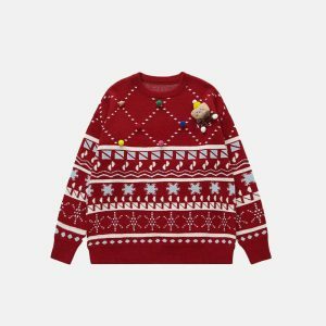 youthful snow knit sweater christmas vibes & cozy feel 3355