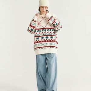 youthful snow knit sweater christmas vibes & cozy feel 4759