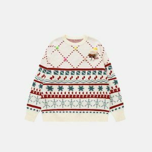 youthful snow knit sweater christmas vibes & cozy feel 6659