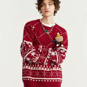 youthful snow knit sweater christmas vibes & cozy feel 7773