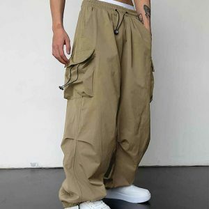 youthful solid cargo pants with drawstring   sleek & urban 5444