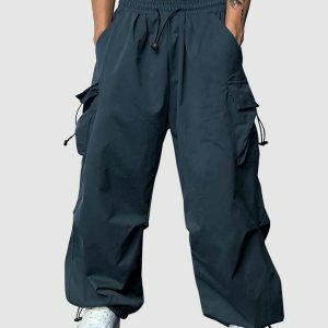 youthful solid cargo pants with drawstring   sleek & urban 8735