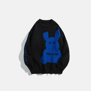 youthful solid rabbit sweater   quirky & comfortable 4633