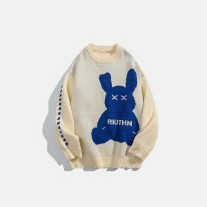 youthful solid rabbit sweater   quirky & comfortable 6969