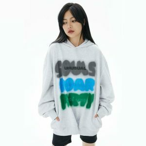 youthful souls & party print hoodie dynamic streetwear 1823