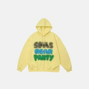 youthful souls & party print hoodie dynamic streetwear 6982