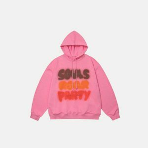 youthful souls & party print hoodie dynamic streetwear 8377