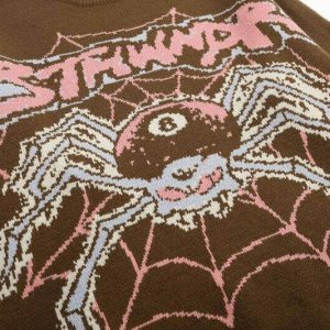 youthful spider print sweater   quirky & trendy comfort 8654