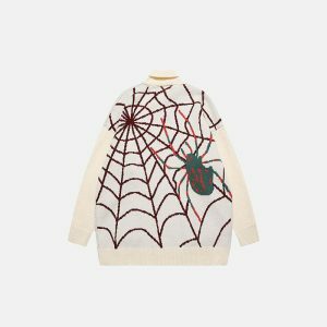youthful spider web graphic sweater urban & edgy appeal 2503
