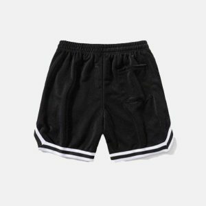 youthful sports retro flocking shorts   streetwear revival 5679