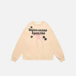 youthful star & pink spider graphic sweatshirt urban trend 8785
