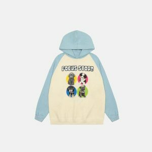 youthful star dogs graphic hoodie urban & trendy appeal 4914