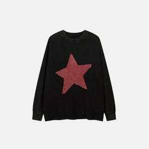 youthful star embroidered sweatshirt loose & trendy fit 4482