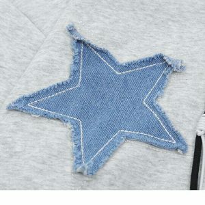 youthful star patches hoodie cotton zip up urban appeal 4067