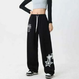 youthful star print sweatpants loose & comfortable fit 4878