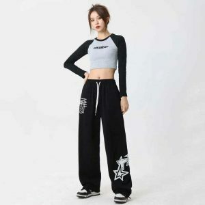 youthful star print sweatpants loose & comfortable fit 5595