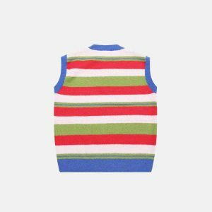 youthful star striped sweater vest loose & trendy fit 3890