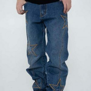 youthful stars denim pants   chic & vibrant streetwear 8913