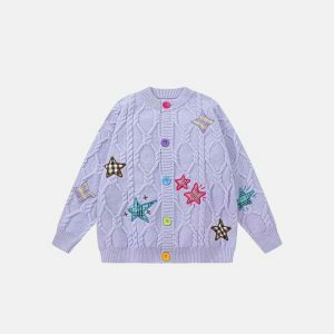 youthful stars embroidered sweater iconic & cozy style 2420