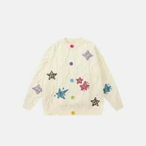 youthful stars embroidered sweater iconic & cozy style 4453
