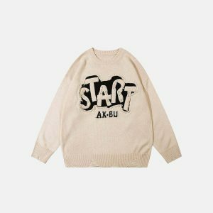 youthful start letter embroidered sweater iconic design 8549