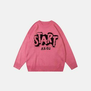 youthful start letter embroidered sweater iconic design 8983