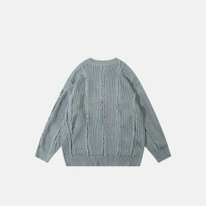 youthful striped knit sweater loose & trendy comfort 4555