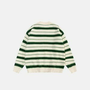 youthful striped loose knit sweater   urban chic comfort 1374