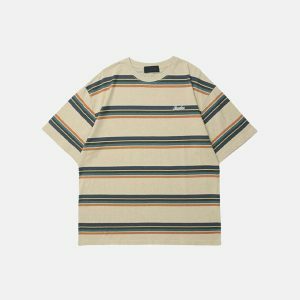 youthful striped t shirt dynamic & trendy design 2624