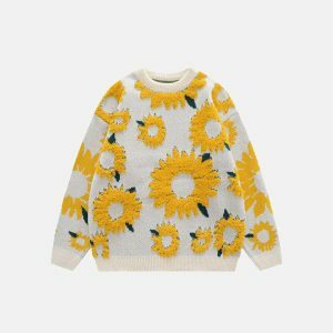 youthful sunflower embroidered sweater knit & chic 2736