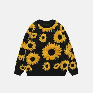 youthful sunflower embroidered sweater knit & chic 6326