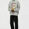 youthful sunflower print sweatshirt   bright & trendy style 2789