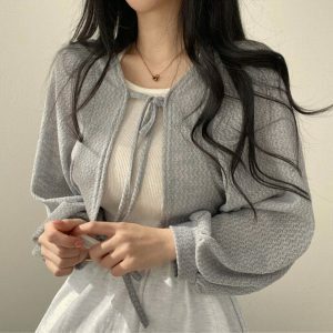 youthful thin knit cardigan sleek single breasted design 4354