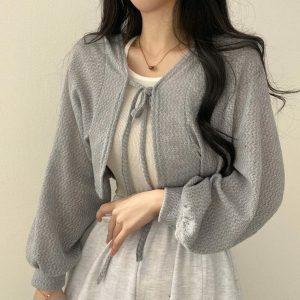 youthful thin knit cardigan sleek single breasted design 6524