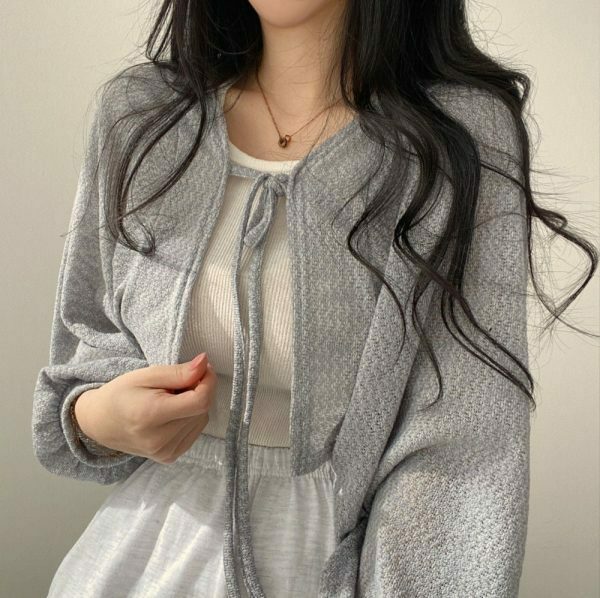 youthful thin knit cardigan sleek single breasted design 7834