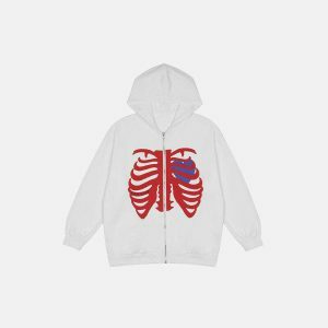 youthful thoracic skeleton zip up hoodie streetwear icon 3281