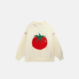 youthful tomato knit sweater loose & vibrant comfort 2789