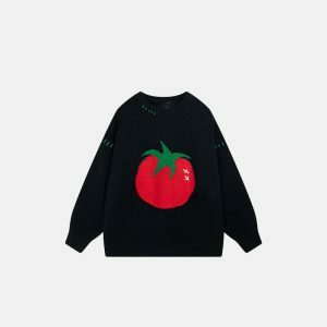 youthful tomato knit sweater loose & vibrant comfort 5801