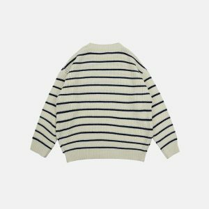 youthful tomorrow striped sweater   dynamic urban style 3442