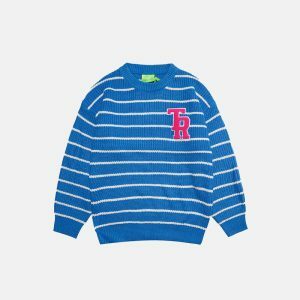 youthful tomorrow striped sweater   dynamic urban style 8499