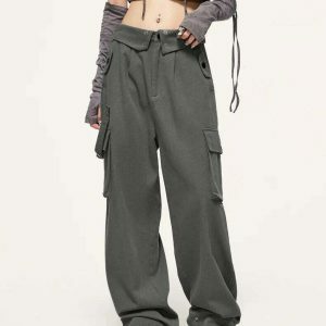 youthful turn down waist cargo pants streetwise appeal 6436