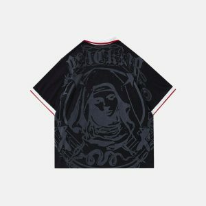 youthful virgin mary soccer tee   iconic & edgy streetwear 4388