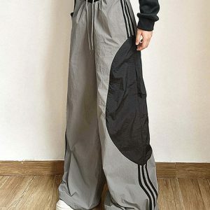 youthful wide leg striped track pants streetwear classic 1089