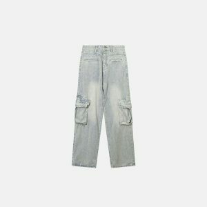 youthful wideleg denim jeans multi pockets & style 2354