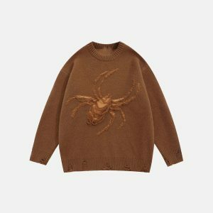 youthful y2k spider hole sweater   edgy & iconic style 2562