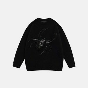 youthful y2k spider hole sweater   edgy & iconic style 2850