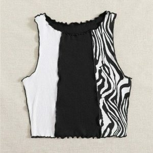 youthful zebra striped tank top   streetwear icon 8725